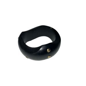 Iris Apfel & Bajalia Black Wood Bangle Bracelet Gold Studs MCM Statement